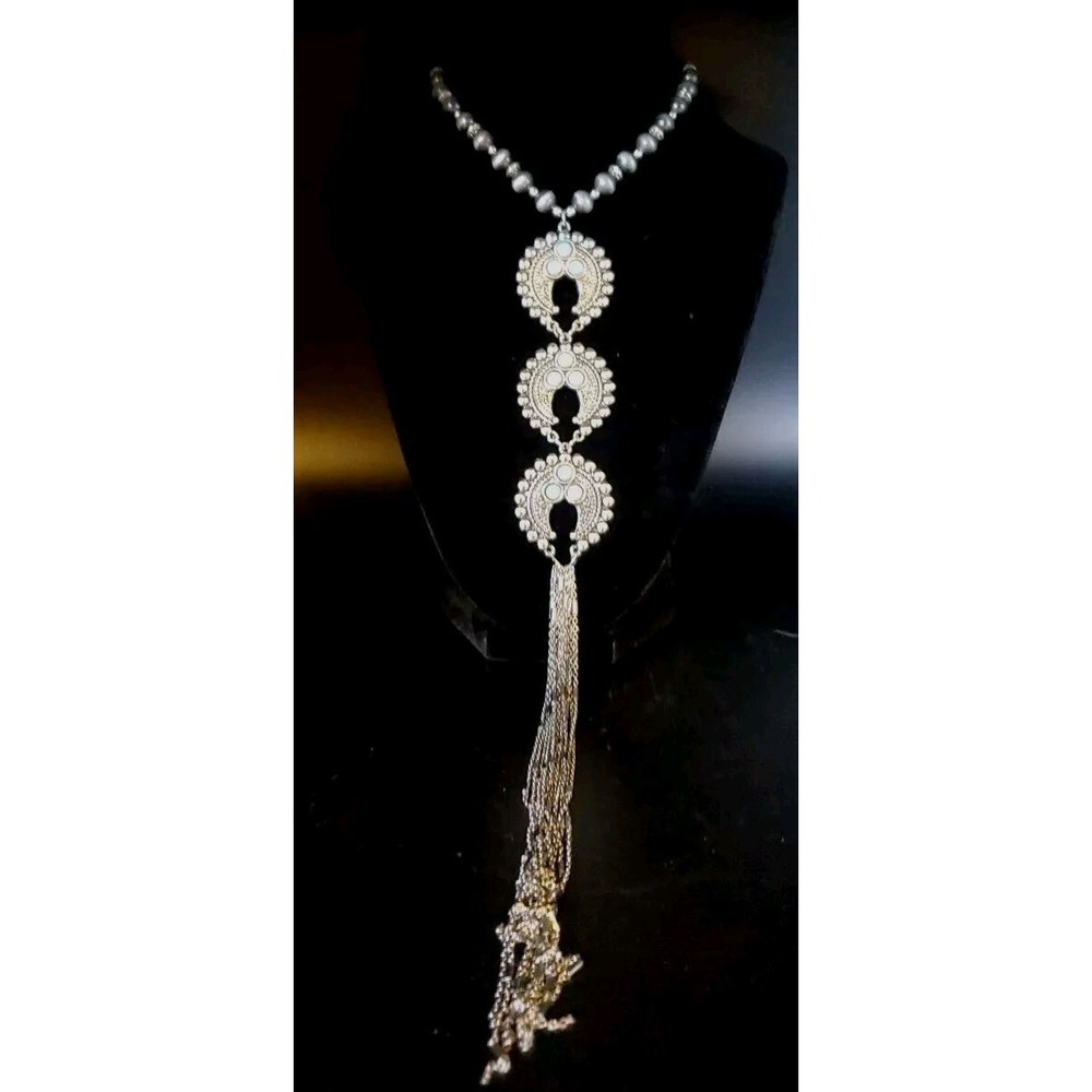 Cowgirl Confetti Silvertoned Native American Style Western Wear Necklace 21"